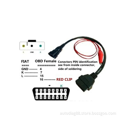 Fiat 3 Pin to OBD2 16 Pin OBD Diagnostic Cable Car Fault Code Cable Diagnostic Connector